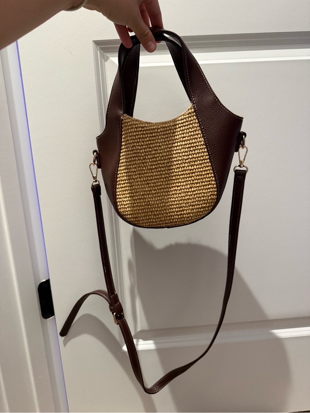 Anthropologie Sonia Mini Slouchy Tote Bag :Raffia Edition - Picture 3 of 5